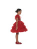 Gems Beaded Red Lace Tulle Tiered Flower Girl Dress